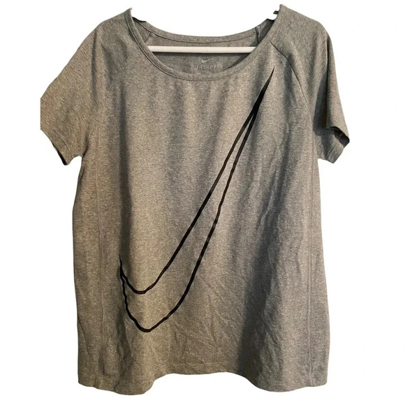 NIKE EUC GIRLS GRAY DRY FIT TOP SHIRT TEE TSHIRT TOPS BLACK SHIRTS SUMMER SIZE M - Picture 1 of 2